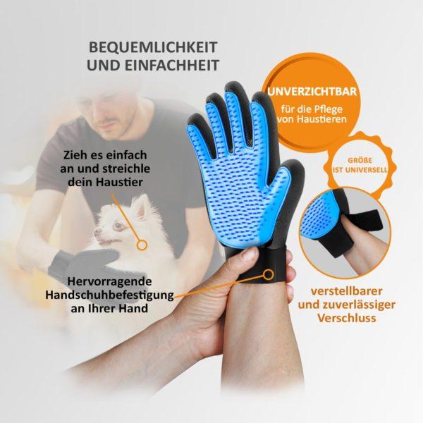 Hundebürste, Katzenbürste Handschuh Blau