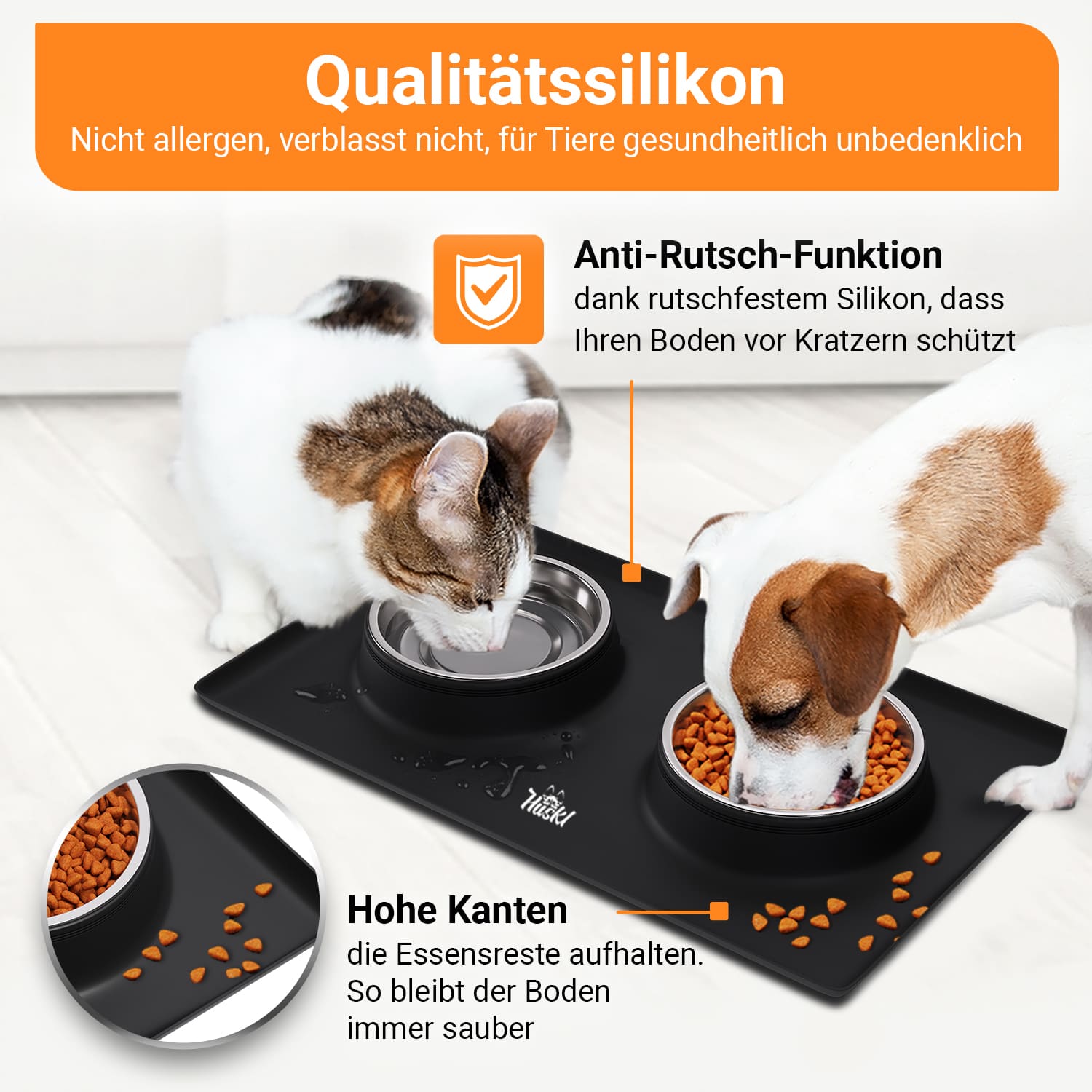 LangRay2 PCS Hundenapf-Matte für Hund Katze Tragbare Silikonmatte  Silikon-Tischset für Haustierfutter Wasserdichte Matte Futter Hund Tischset