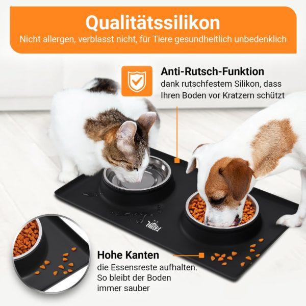 Fressnapf-Set für Hunde & Katzen 2x 400ml mit Silikon-Unterlage Schwarz