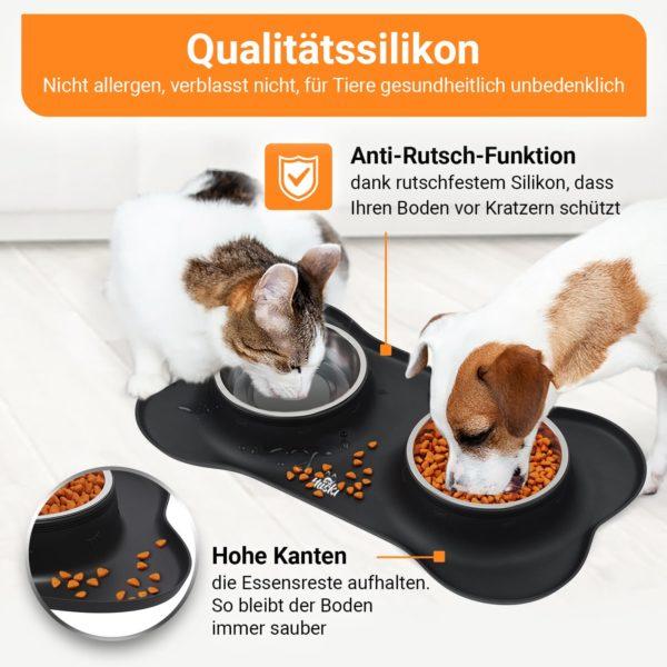 Katzennapf 2er Set 400ml mit Silikon Unterlage Schwarz