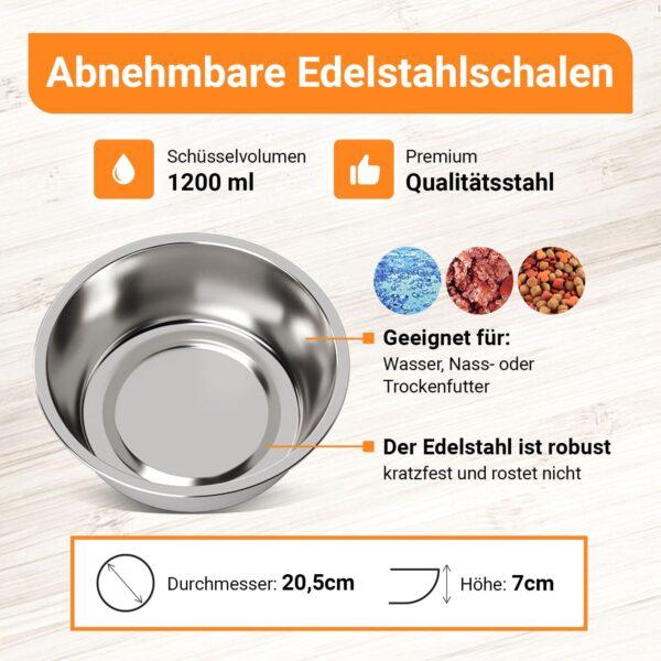 Edelstahl Futternapf 1200 ml für große Hunde