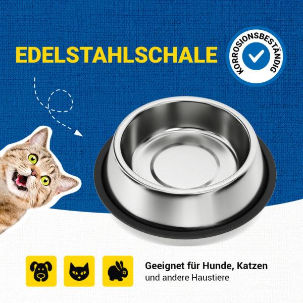 Futternapf aus Edelstahl mit Gummiring für Hunde, Katzen