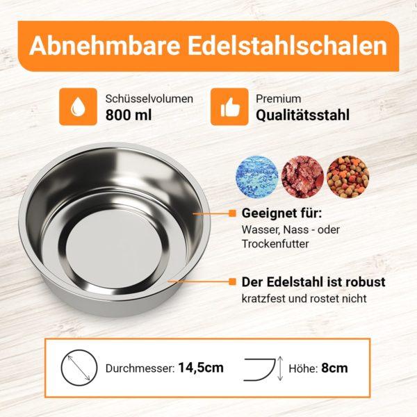 Hundenäpfe 2x 800 ml Edelstahl Silikonunterlage mit Saugnapf Schwarz Größe L