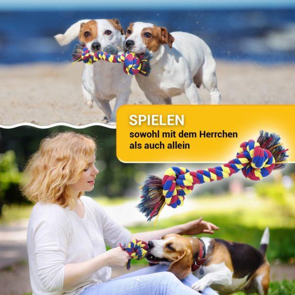 Kau Spielzeug 23 cm mit 2 Baumwoll Knoten für kleine HUnde