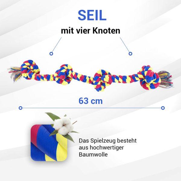 Tau Spielzeug 63 cm mit 4 Baumwoll Knoten für Hund