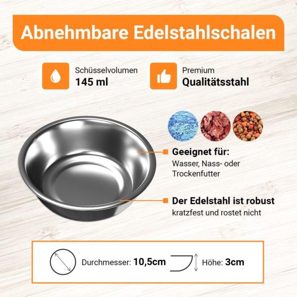 Doppelnapf 145ml mit Silikon Unterlage für Katzen kleine Hunde