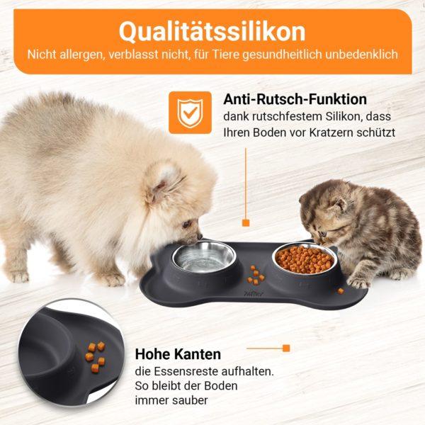 Doppelnapf 145ml mit Silikon Unterlage für Katzen kleine Hunde