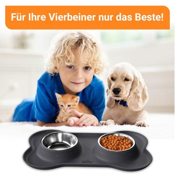 Doppelnapf 145ml mit Silikon Unterlage für Katzen kleine Hunde