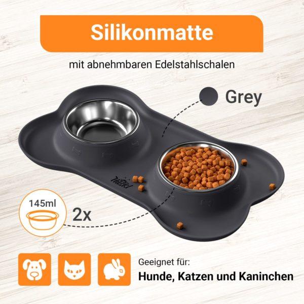 Doppelnapf 145ml mit Silikon Unterlage für Katzen kleine Hunde