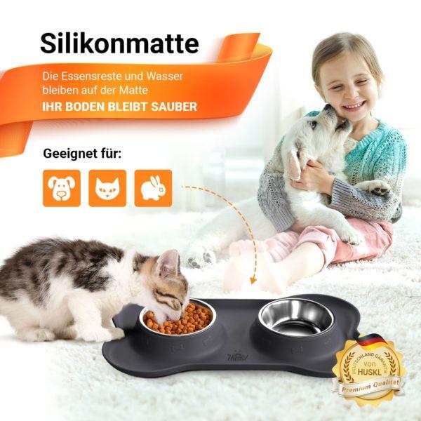 Doppelnapf 145ml mit Silikon Unterlage für Katzen kleine Hunde