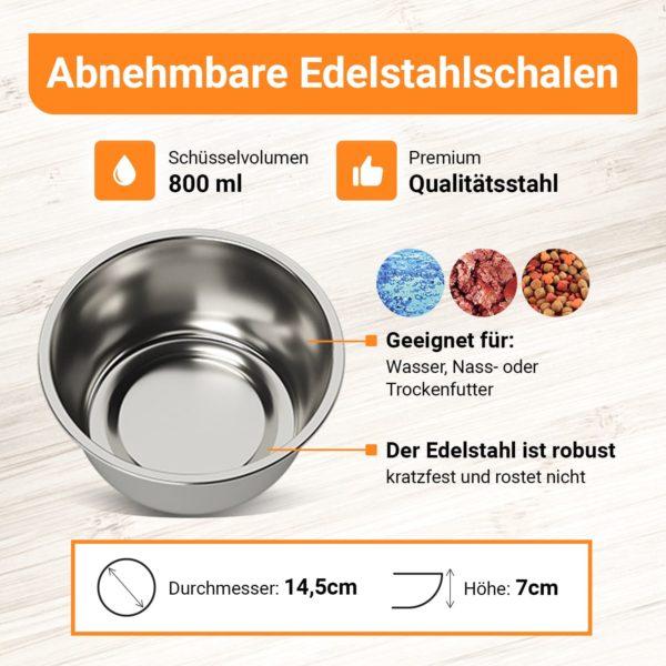 Hundenapf 2x 800 ml Edelstahl mit Silikon Unterlage Schwarz Größe L