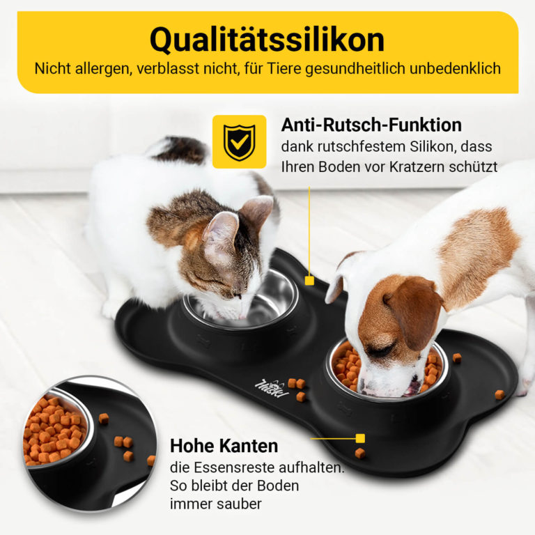 Näpfe 2x 145 ml Edelstahl + Silikon Unterlage für Hunde, Katzen kaufen