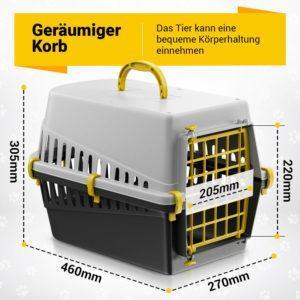 Hundetransportbox Katzenbox 270x460x305mm Weiß Grau Gelb